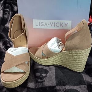 Lisa Vicky Cognac Wedge Sandals Gemi-V